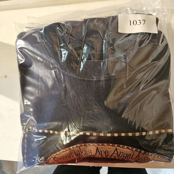 Vtg Lee Sweatshirt Womens Medium Blue Snowflakes Angel Kisses Crewneck Sweater - Picture 7 of 7